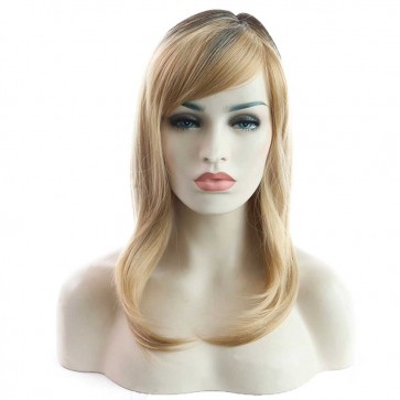 Fashion ladies slant bangs long hair and chemical fiber headgear 1
