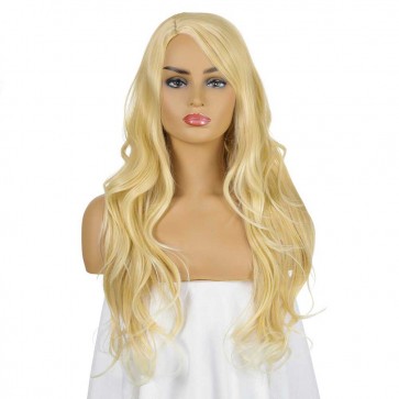 Buy Blond Wigs with Bangs for Women Gold Long Straight Wigs Algeria