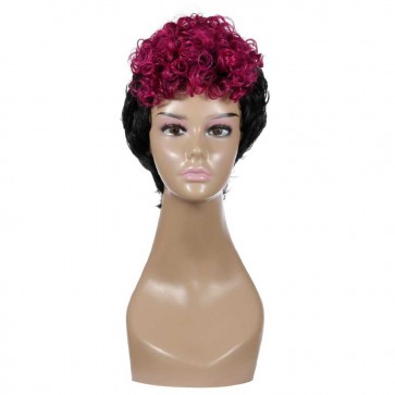 Shop Short Black and Red Wig Short Curly  Wigs Natural Short Hair Wig ZA