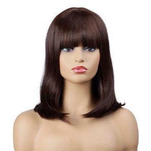 Buy Brown Short Straight Wig With Flat Bangs Layed Bob Straight in Durban