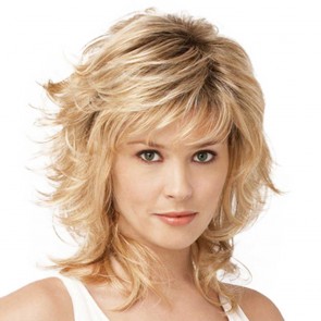 Buy Shaggy Layered Wig Shoulder Length Womens Wig with Hair Bangs