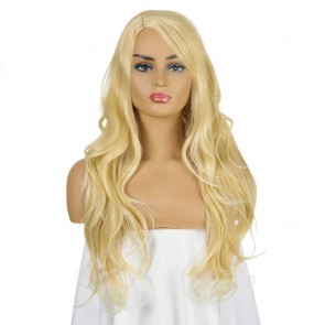 Buy Blond Wigs with Bangs for Women Gold Long Straight Wigs Algeria