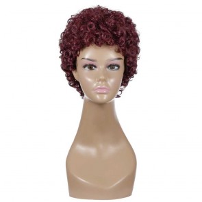 Buy Burgundy Color Short Curly Bob Wig Density Afro Kinky Fluffy Wig Welkom 