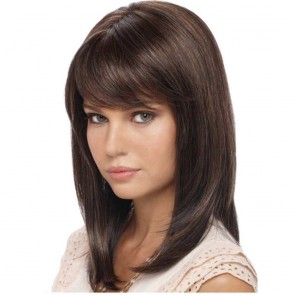 Buy Charming Long Curly Brown with Bangs Wigs for Girls Daily Wear