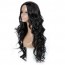 Long Wavy Black Middle Part Looking Natural Hair Wigs 4