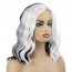Short Bob Wavy Curly Black and White Wig For Women Cosplays Orange Free State 2