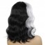 Short Bob Wavy Curly Black and White Wig For Women Cosplays Orange Free State 4