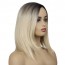 Buy Shoulder Length Long Blonde with Black Roots Wigs for Girls Wig 3