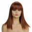 Long Natural Brown Straight Synthetic Layered Wigs with Bangs For Sale