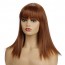 Long Natural Brown Straight Synthetic Layered Wigs with Bangs For Sale 2