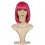 Shoulder Length Straight Rose Red Hair Bob Wigs with Bangs