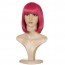 Shoulder Length Straight Rose Red Hair Bob Wigs with Bangs 2