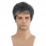 Black mixed Silver White Natural Straight Side Part Short Wig 2