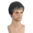 Black mixed Silver White Natural Straight Side Part Short Wig 3