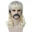 Joe Exotic Dark Roots Blonde Wig with Mustache and 6 Earrings 2