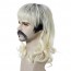 Joe Exotic Dark Roots Blonde Wig with Mustache and 6 Earrings 4