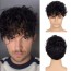 Short Curly Mens Black Wig Fluffy Synthetic Wig for Male Guy 2